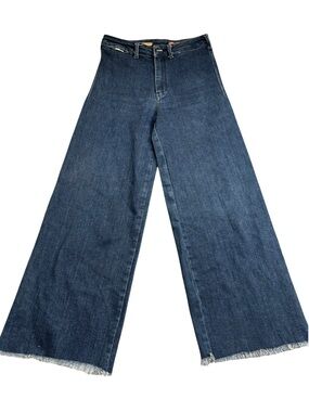 Pilcro Anthropologie Skipper High Rise Wide Leg Cropped Jeans 27 Dark Wash